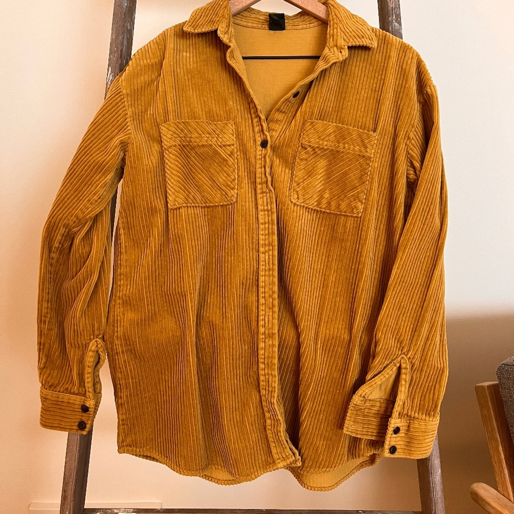 Wild Fable Mustard Corduroy Long Sleeve Button Down